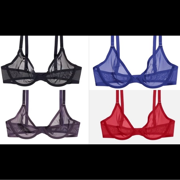 Set of 4 CUUP Plunge Mesh Bras (all 30D) - Picture 1 of 4